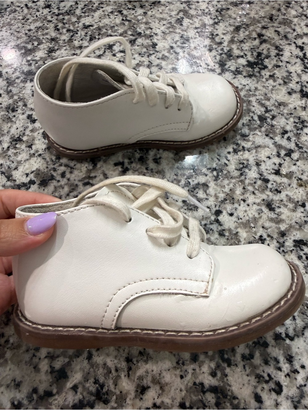 FootMates Cream Lace-Up Kids Dress Boots with Brown Sole